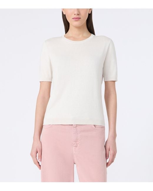 Weekend by Maxmara White Silk-Cotton Knitted Top