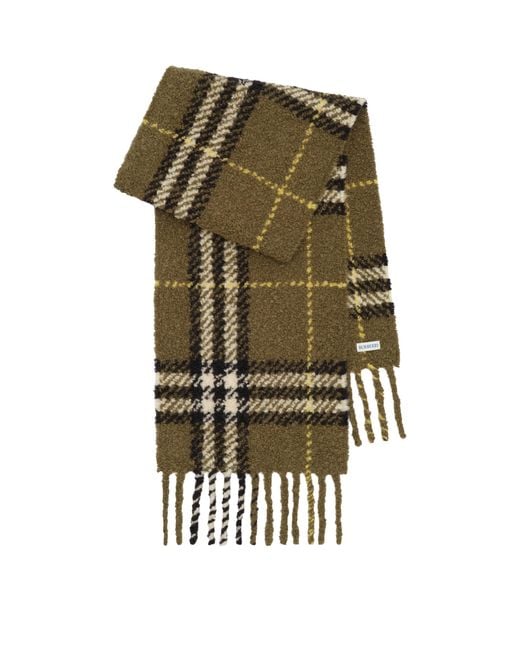 Burberry Green Alpaca-Blend Bouclé Check Scarf