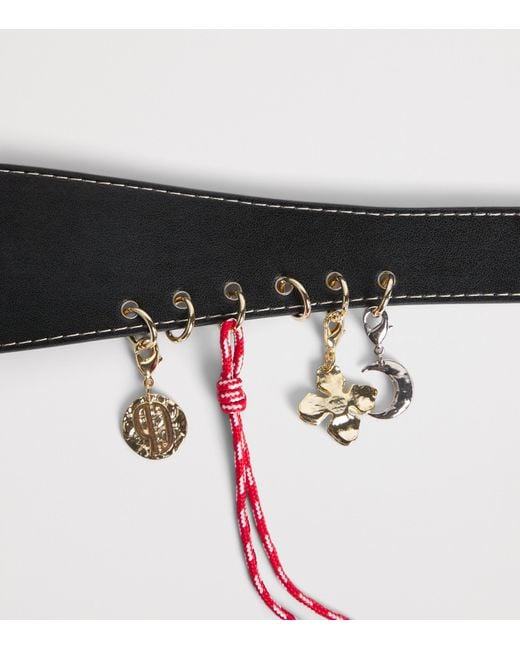 Claudie Pierlot Blue Leather Charm-Detail Belt