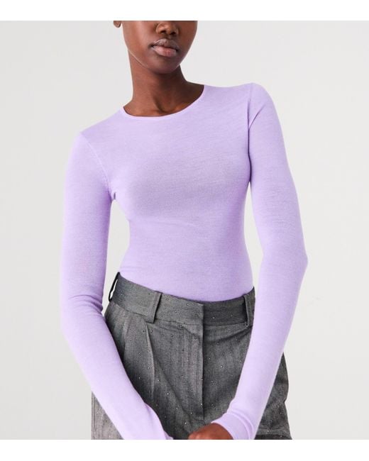 Maje Purple Wool Crew-Neck Sweater