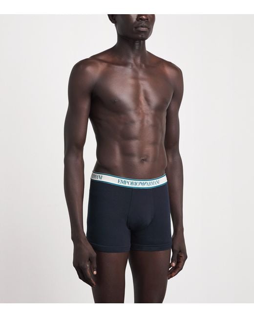 Emporio Armani Blue Stretch-Cotton Logo Boxer Briefs for men