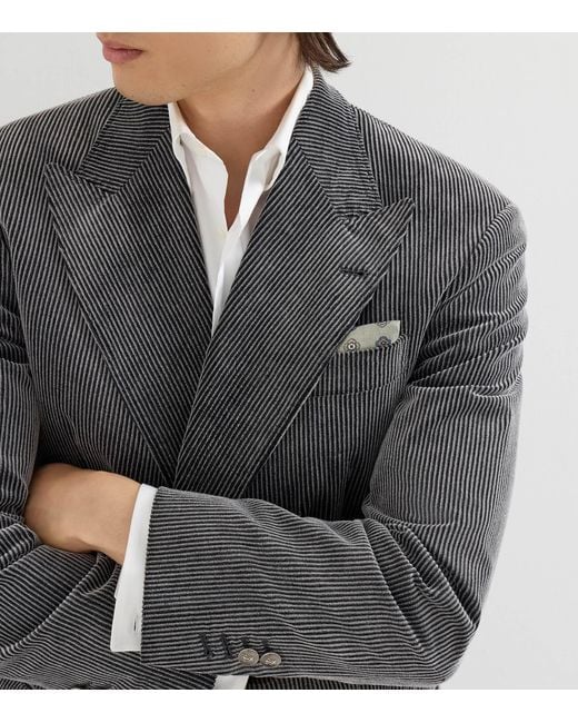 Brunello Cucinelli Metallic Silk Medallion Pocket Square for men