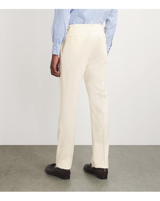 Ralph Lauren White Ralph Lauren Label Wool Pleated Straight Trousers for men