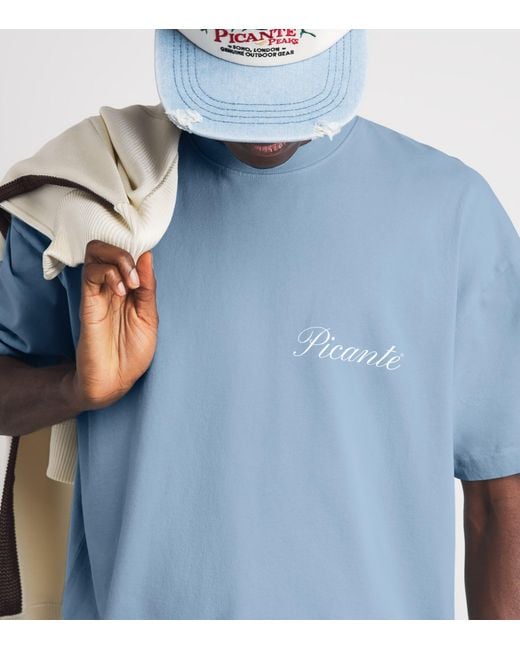 Picante Blue Organic Cotton Tailor Logo T-Shirt for men