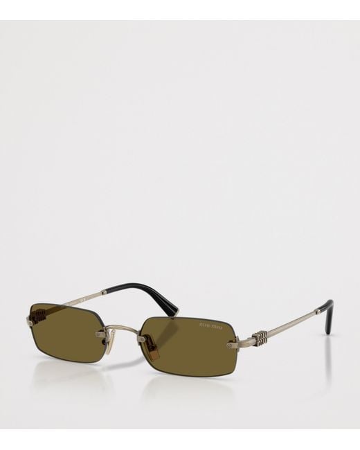 Miu Miu Green Metal Rectangular Sunglasses