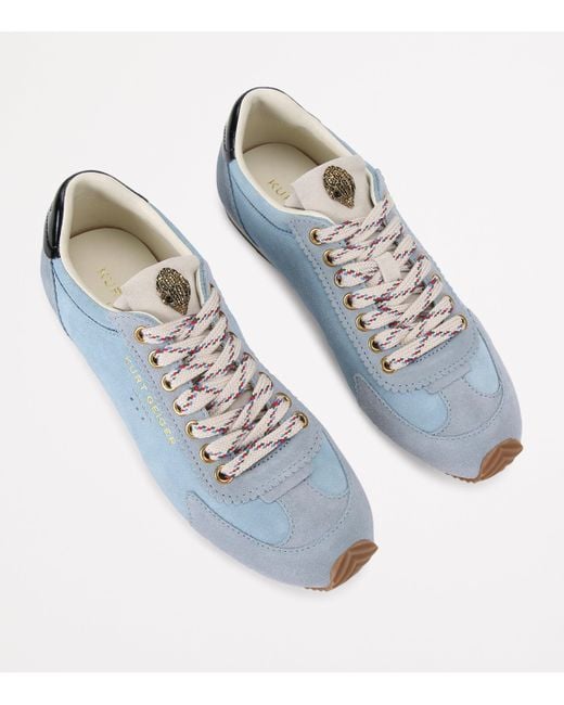 Kurt Geiger Blue Suede Islington Low-Top Sneakers