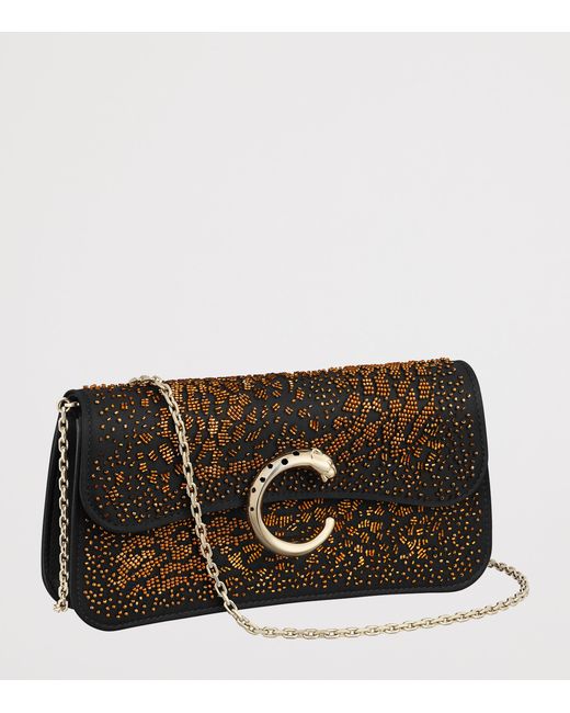 Cartier Black Mini Embroidered Panthère C De Chain Bag