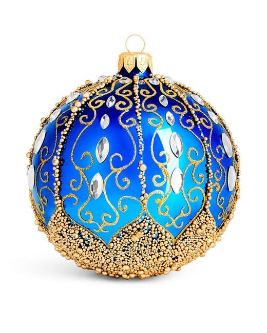 Harrods Blue Glitter Swirl Bauble