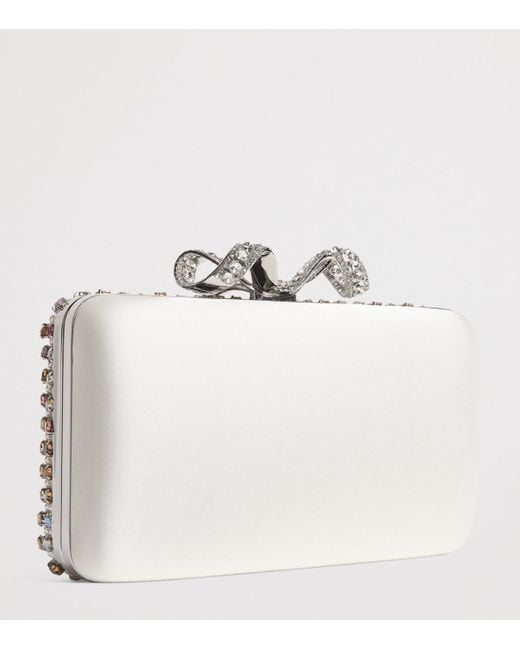 Self-Portrait Gray Crystal-Embellished Clutch Bag