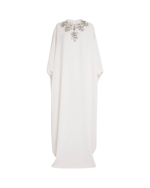 Zuhair Murad White Cady Embroidered Kaftan Gown