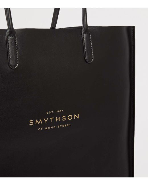 Smythson Black Leather Kingly Tote Bag