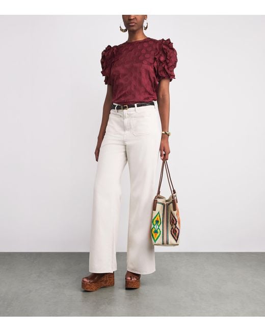 Ulla Johnson Red Puff-Sleeve Opal Blouse