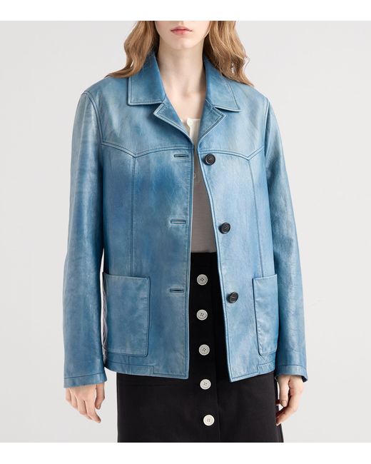 Prada Blue Nappa Leather Jacket