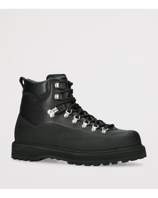 Diemme Black Leather Roccia Vet Gomma Ankle Boots for men