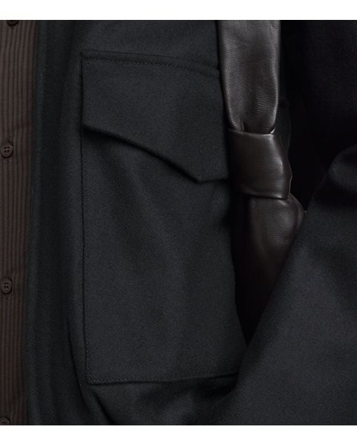 Barena Black Wool-Blend Tailored Bomber Jacket for men