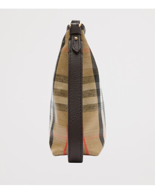 Burberry Black Leather-Trim Check Highlands Pouch for men