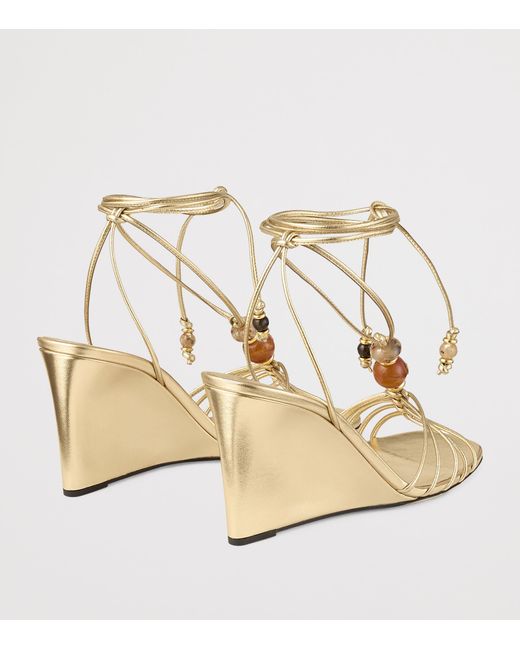 Jimmy Choo Lova 85 Metallic Leather Wedge Sandals
