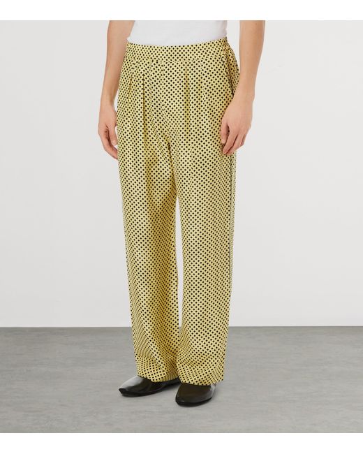 Tom Ford Yellow Silk Patterned Trousers for men