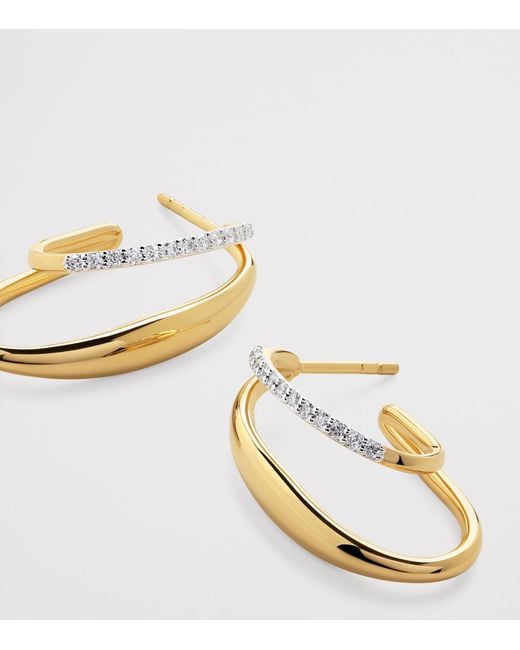 Monica Vinader Metallic Vermeil And Diamond Nura Hoop Earrings