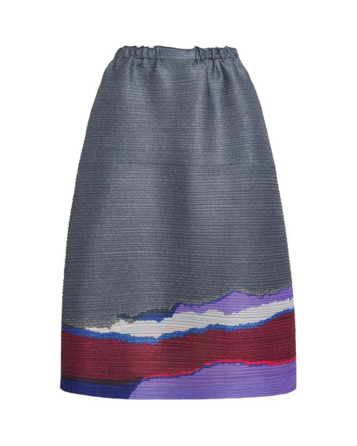 Pleats Please Issey Miyake Blue Grainy Colors Midi Skirt