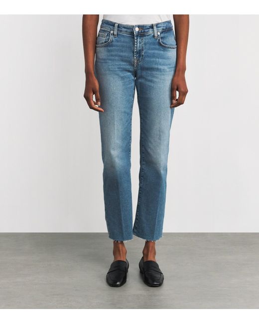 7 For All Mankind Blue Calie High-Rise Straight Jeans