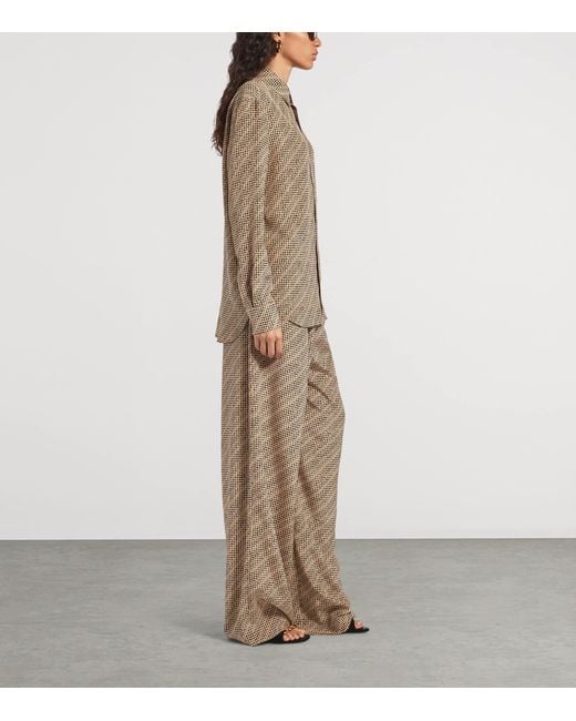 Balenciaga Brown Silk Logo Print Shirt