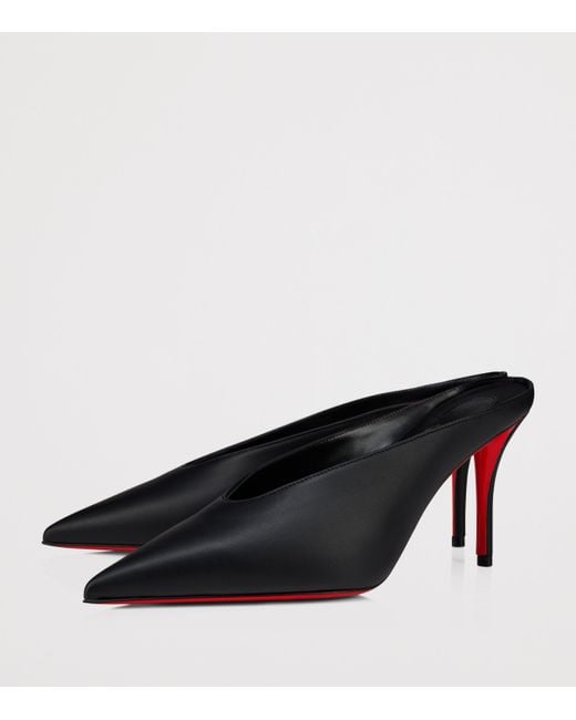 Christian Louboutin Black Miss Z Slimimule Leather Heeled Mules 80