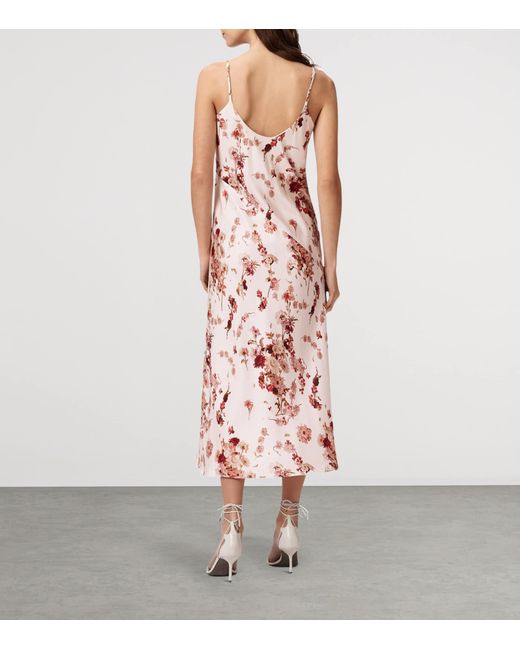AllSaints Pink Silk-Blend Melody Slip Dress