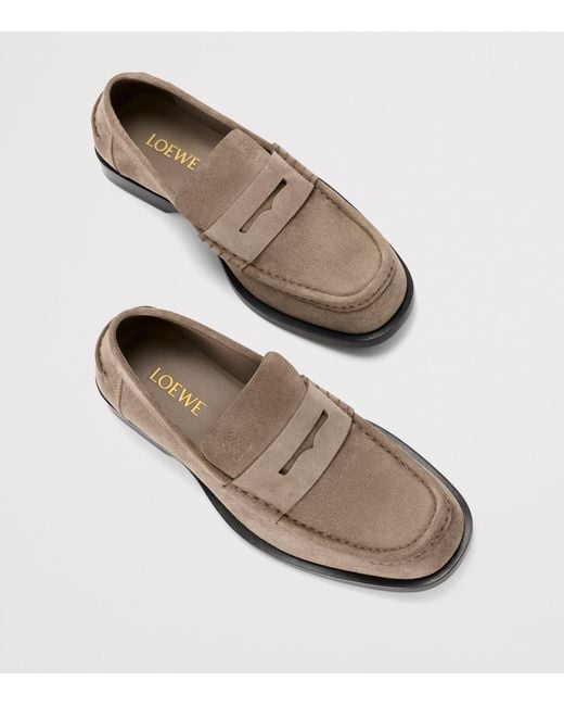 Loewe Brown Suede Bobine Loafers for men