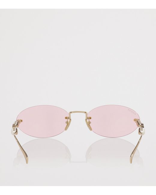 Gucci Pink Metal Round Sunglasses