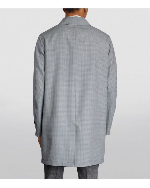 Dunhill Gray Reversible Houndstooth Overcoat for men
