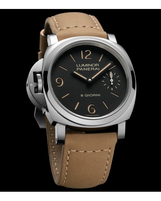Panerai Black Stainless Steel Luminor Destro Otto Giorni Watch for men
