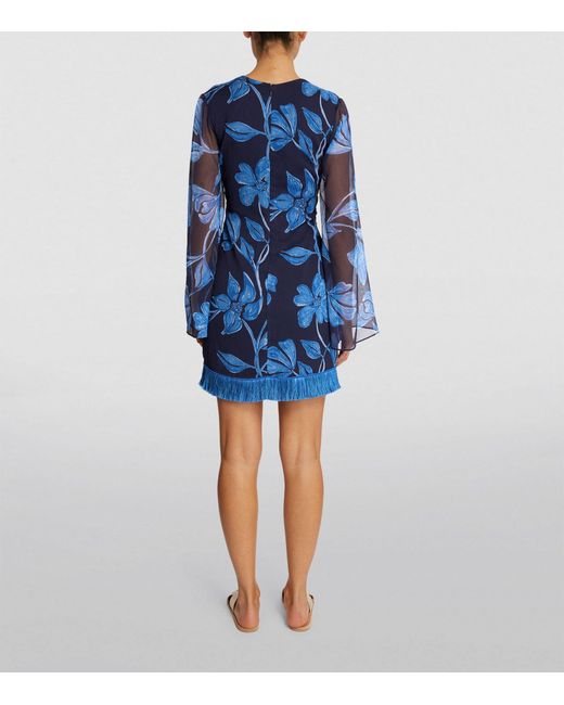 PATBO Blue Nightflower Print Mini Dress