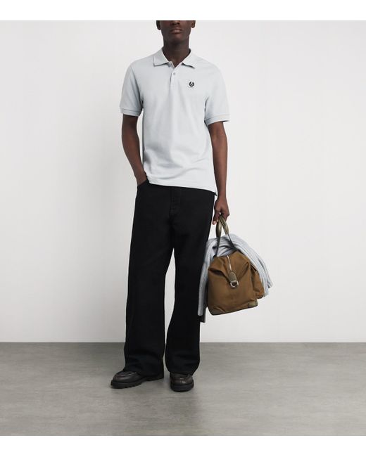 Belstaff White Cotton Logo Polo Shirt for men