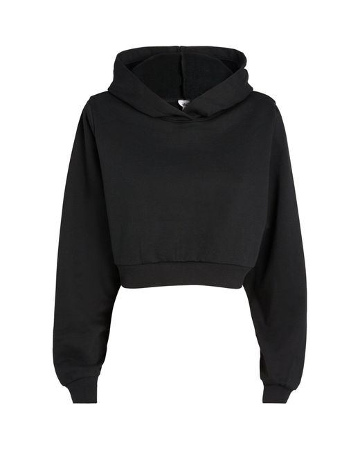 Alo Yoga Black Cropped Shoulder-pad Headliner Hoodie