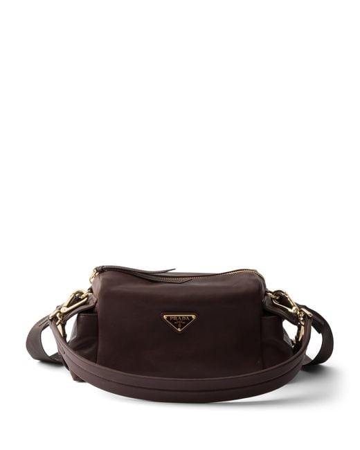 Prada Brown Small Leather Explore Shoulder Bag
