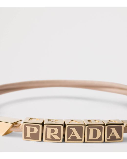 Prada Natural Nappa Leather Logo Bracelet