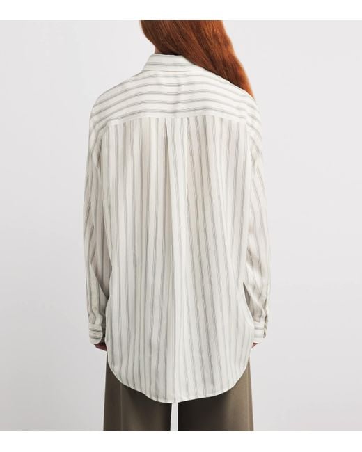 The Row White Eirlys Silk Stripe Shirt