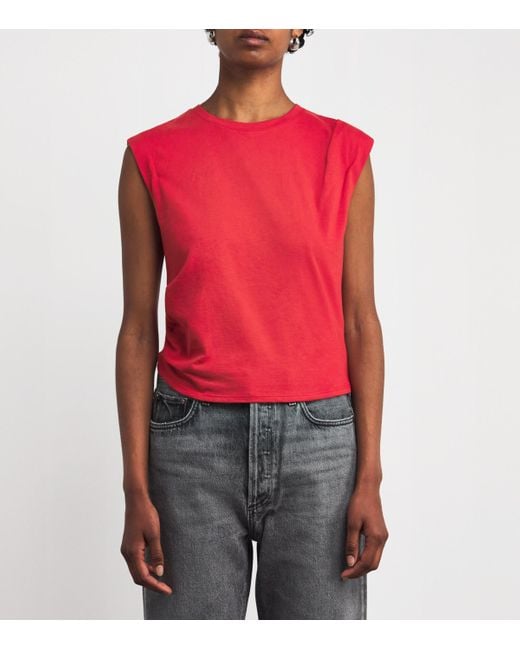 Rag & Bone Red Cotton Cropped Mica Tank Top