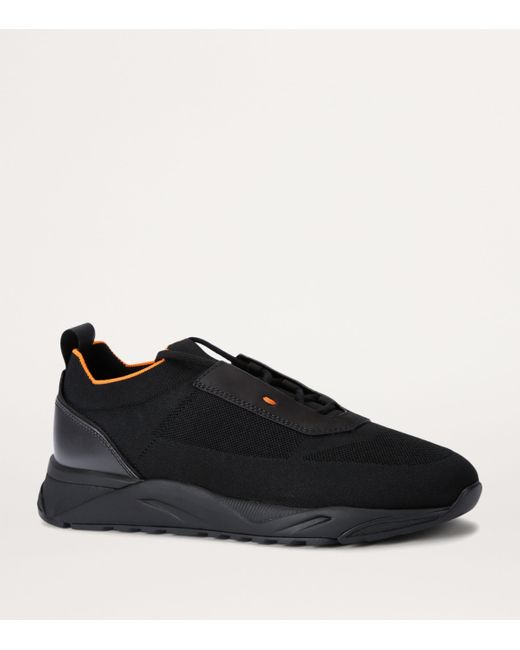 Santoni Black Technical-Knit Runner Sneakers for men