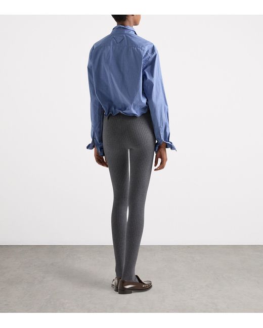 Prada Blue Cotton Shapeable Oversized Shirt