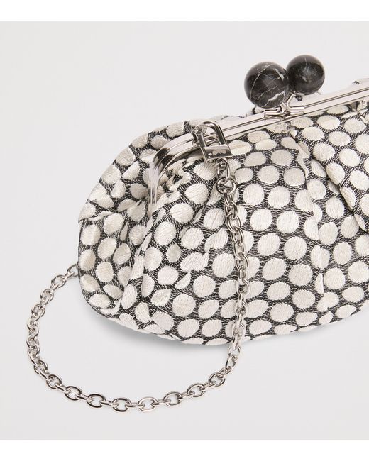 Weekend by Maxmara White Woven Jacquard Pasticcino Clutch Bag
