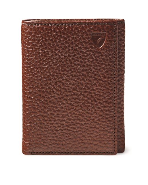 Aspinal Brown Leather Trifold Wallet for men