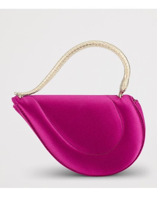 BVLGARI Pink Mini Leather Serpenti Cuoricino Top-Handle Bag