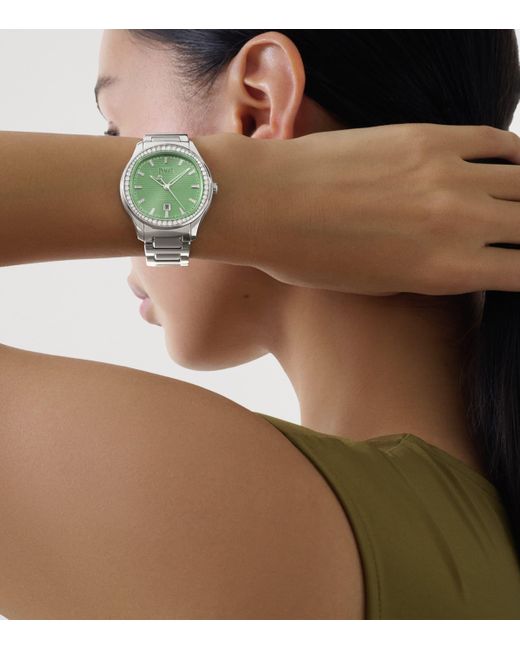 Piaget Gray Stainless Steel And Diamond Polo Date Watch