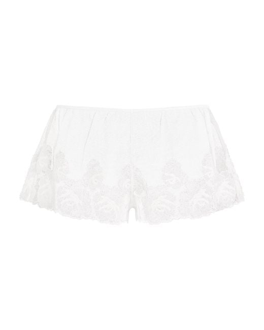 Kiki de Montparnasse White Lace Fleurs Veloutées Shorts