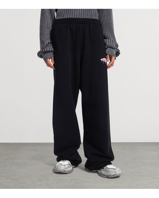 Balenciaga Black Cotton Wet Brush Baggy Sweatpants for men