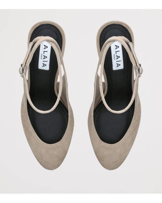 Alaïa White Suede Decollete Slingback Pumps 90
