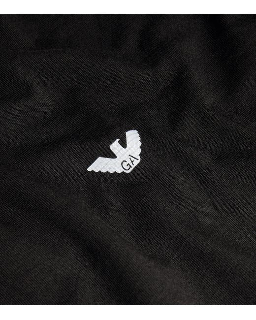 Emporio Armani Black V-Neck Cotton Eagle T-Shirt for men