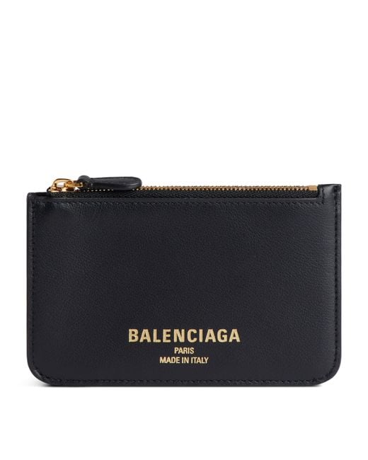 Balenciaga Black Leather Cash 2.0 Zipped Card Holder